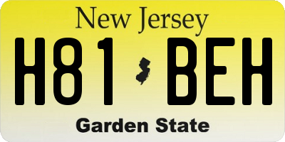 NJ license plate H81BEH