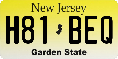 NJ license plate H81BEQ