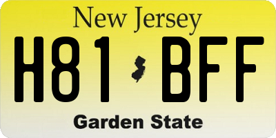 NJ license plate H81BFF