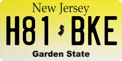 NJ license plate H81BKE