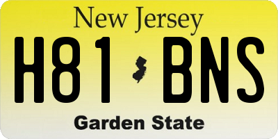 NJ license plate H81BNS