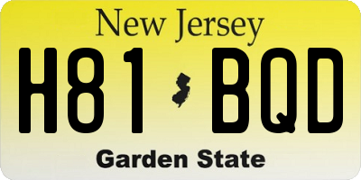 NJ license plate H81BQD