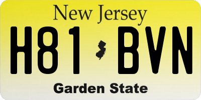 NJ license plate H81BVN