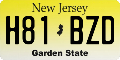 NJ license plate H81BZD