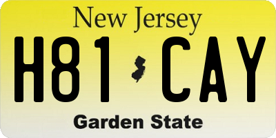 NJ license plate H81CAY