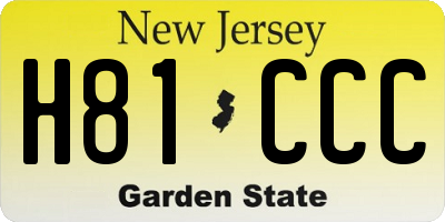 NJ license plate H81CCC