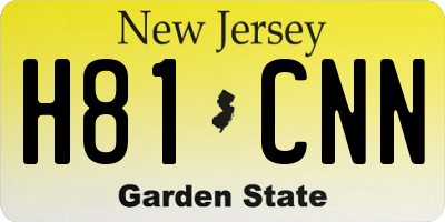 NJ license plate H81CNN