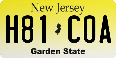 NJ license plate H81COA