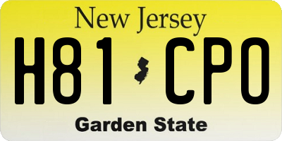 NJ license plate H81CPO