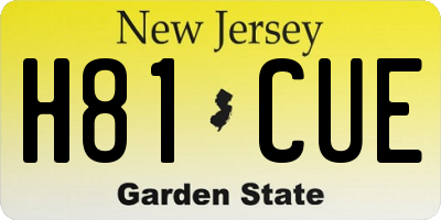 NJ license plate H81CUE