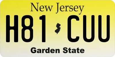 NJ license plate H81CUU