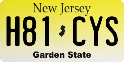 NJ license plate H81CYS
