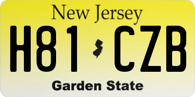 NJ license plate H81CZB