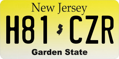 NJ license plate H81CZR
