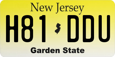 NJ license plate H81DDU