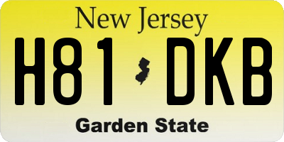 NJ license plate H81DKB