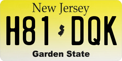 NJ license plate H81DQK