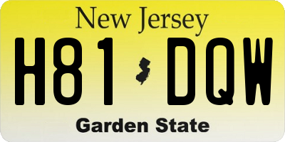 NJ license plate H81DQW