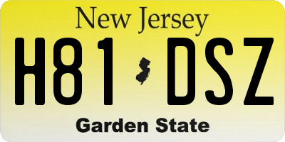 NJ license plate H81DSZ