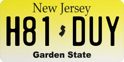 NJ license plate H81DUY