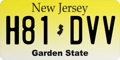 NJ license plate H81DVV