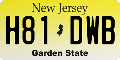 NJ license plate H81DWB