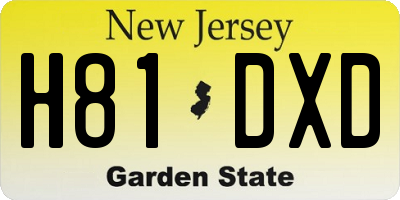 NJ license plate H81DXD