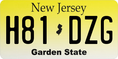 NJ license plate H81DZG