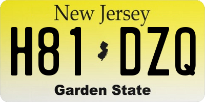 NJ license plate H81DZQ
