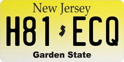NJ license plate H81ECQ