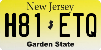 NJ license plate H81ETQ