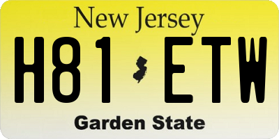 NJ license plate H81ETW