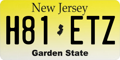 NJ license plate H81ETZ