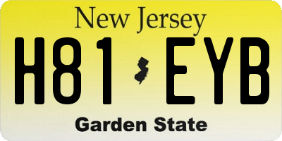 NJ license plate H81EYB