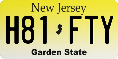 NJ license plate H81FTY