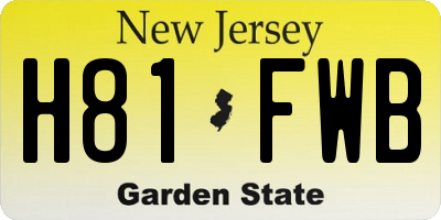 NJ license plate H81FWB