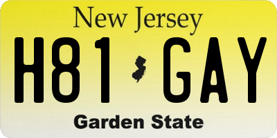 NJ license plate H81GAY