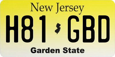 NJ license plate H81GBD