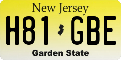 NJ license plate H81GBE