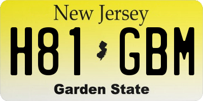 NJ license plate H81GBM