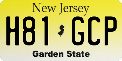 NJ license plate H81GCP