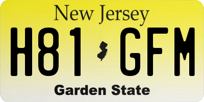 NJ license plate H81GFM