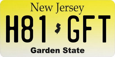 NJ license plate H81GFT