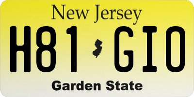NJ license plate H81GIO