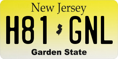 NJ license plate H81GNL
