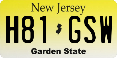 NJ license plate H81GSW