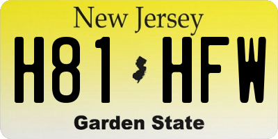 NJ license plate H81HFW