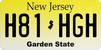 NJ license plate H81HGH
