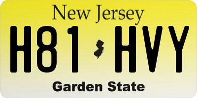 NJ license plate H81HVY