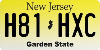 NJ license plate H81HXC